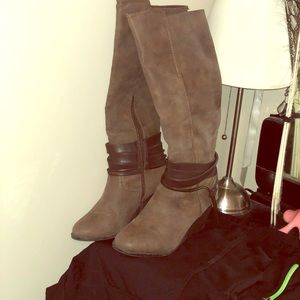 Brown knee high boots